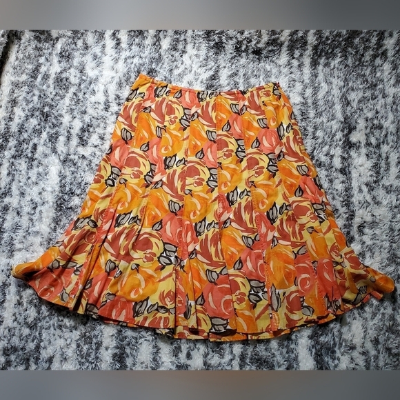 NIC+ZOE Dresses & Skirts - NIC+ZOE Orange And Red Floral Cotton Skirt